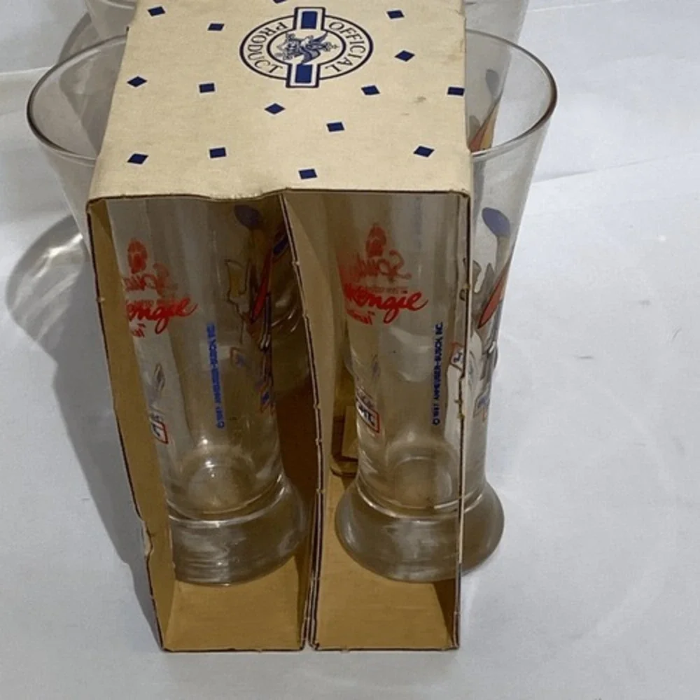Libbey‎ Multicolor 1987 Budweiser Party Pack Spuds McKenzie 4 Pilsner Glasses
